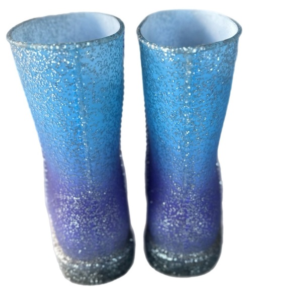 Ardene Girls Rainbow Ombré Glitter Waterproof Rain Boots  Size 1 - Picture 3 of 5